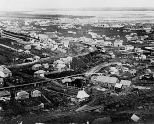 Aerial view of Grahamstown circa 1880. Photograph by Peter Quinn.
