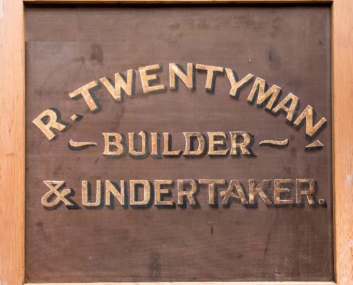 Restored original R Twentyman Builder & Undertaker Sign